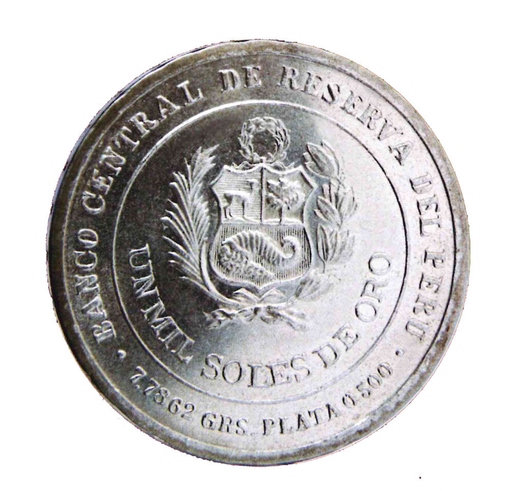Congreso Nacional. 1979. Material: plata. Dimensiones: 30 mm. Moneda de mil soles.