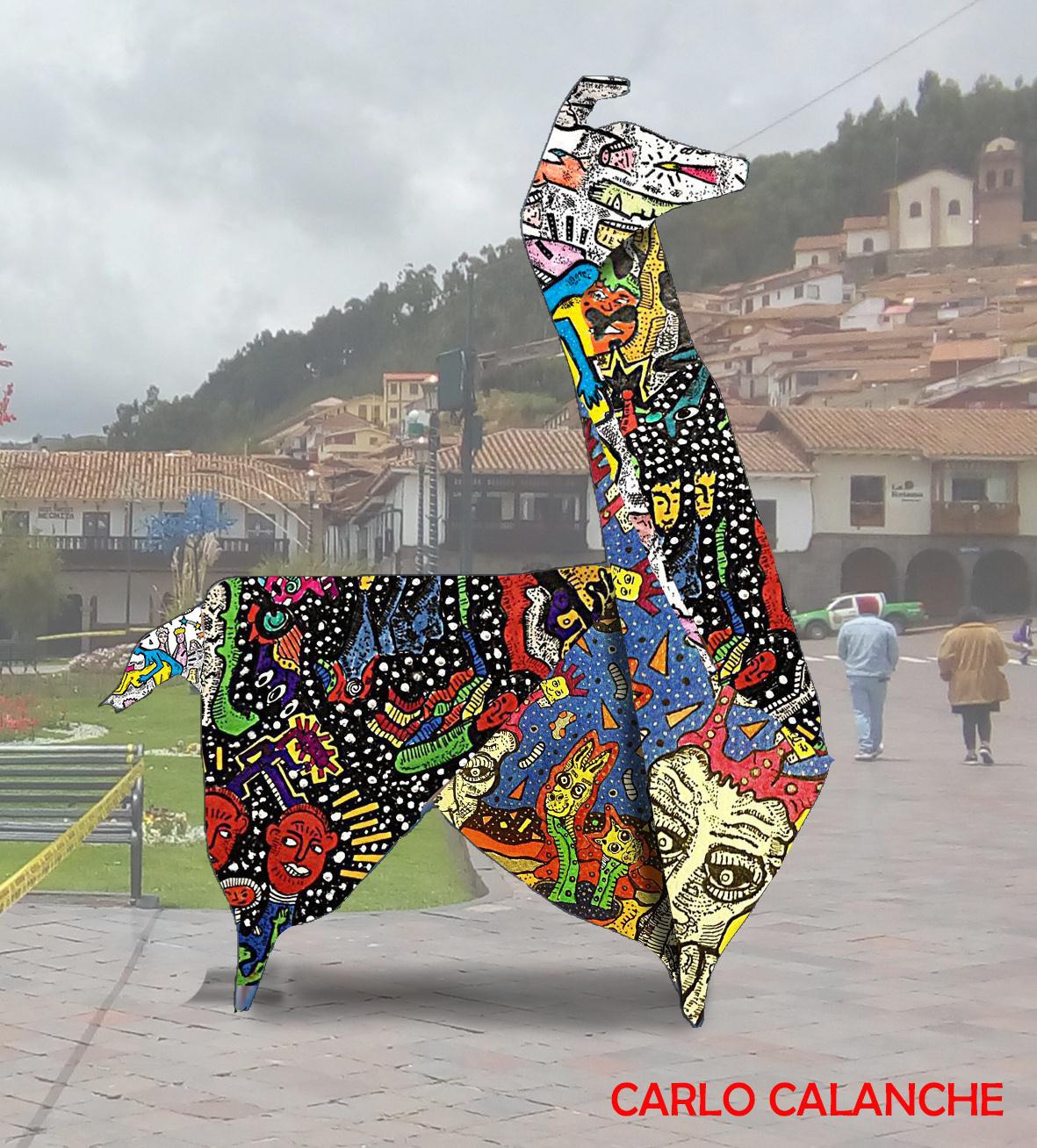 Las llamas del Cusco. Boceto